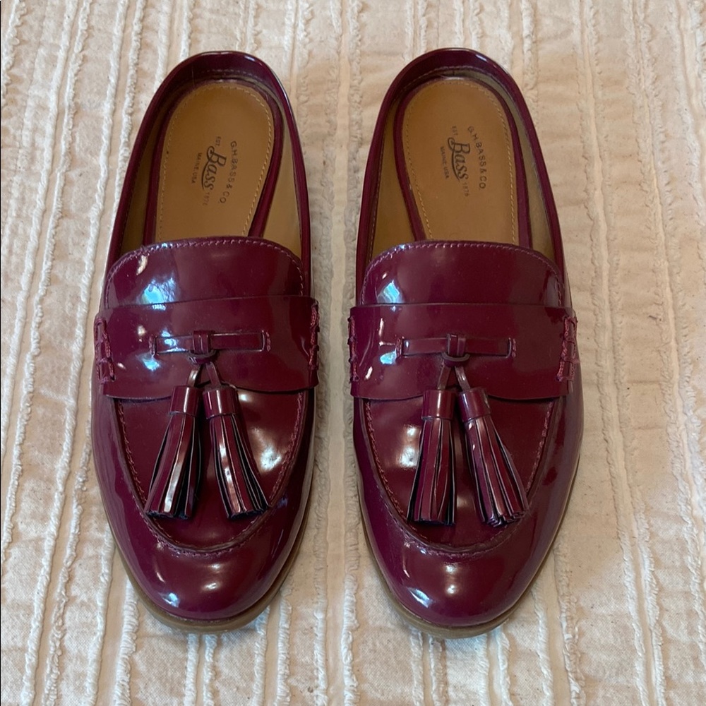 G.H. Bass & Co. Burgundy Tassel Mule Loafers